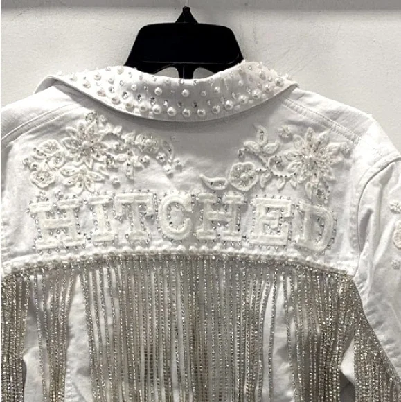 "Boot Barn Double D Ranch Hitched Bridal Jacket rhinestone pearls embroidery M - Picture 9 of 14